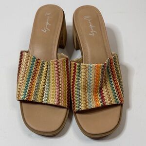 Wonderly Colorful Woven Slide Sandals Size 11